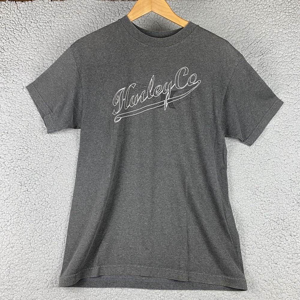Vintage Hurley Shirt Mens M Gray Cotton Short Sleeve Y2K‎ Skater Surfer *No Tag